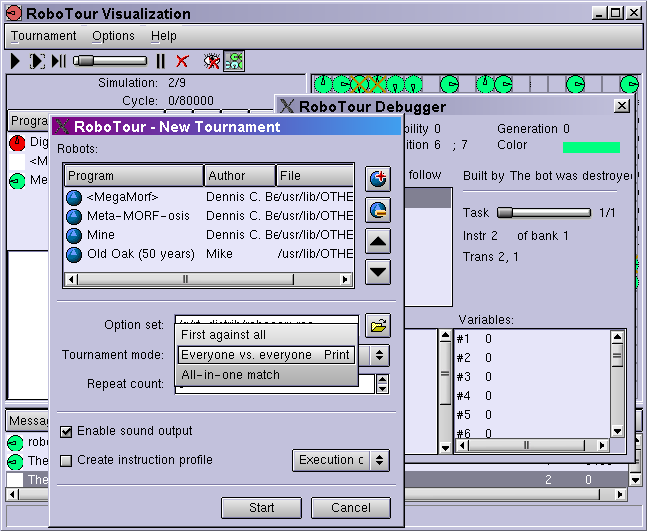 Screenshot demonstrating RoboTour Builtin Vis on Linux (GTK)